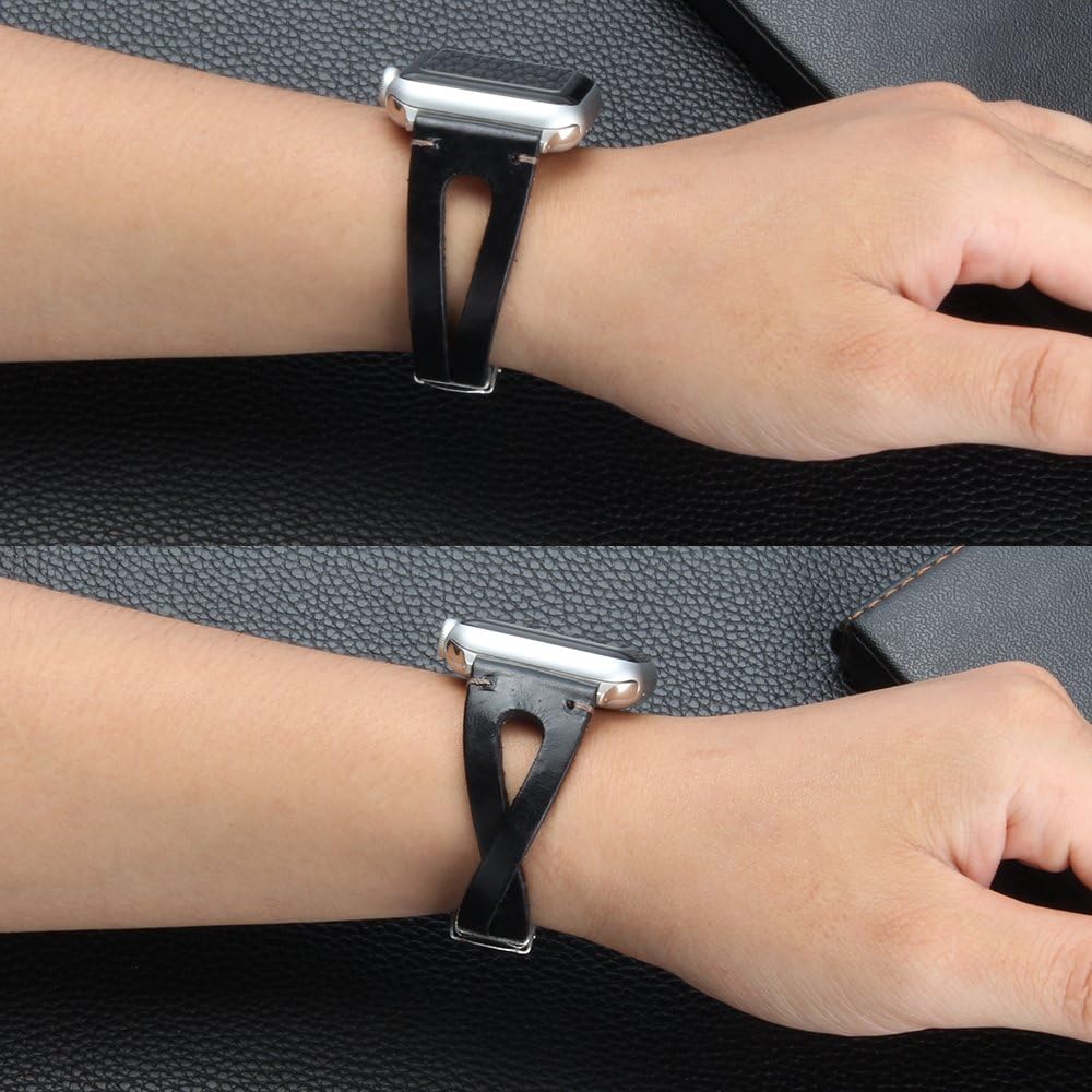 somoder Leather Bands Replacement for Apple Watch Band Series 4 40mm, Series 3/2/1 38mm, Handmade Vintage Fashion Alloy Leather Bracelet for Iwatch, Adjustable Size 5.5" - 8.5"