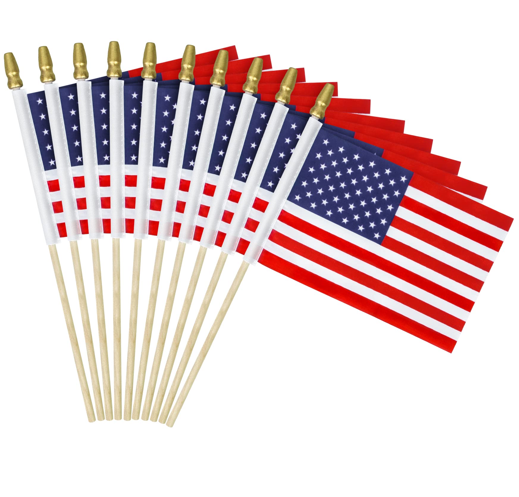 25 Pack Small American Flags on Stick 4x6 Inch, Hand Held Wooden Stick US Flag Mini American Flags with Kid-Safe Spear Top for 4th of July Decorations Independence Day Memorial Day Patriotic Parades