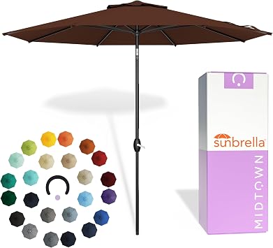 Midtown Umbrellas Lean - 9 Ft Patio Umbrella, Bay Brown Canopy