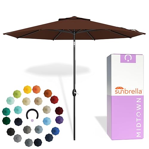 Lean - 9 Ft Patio Umbrella, Bay Brown Canopy |