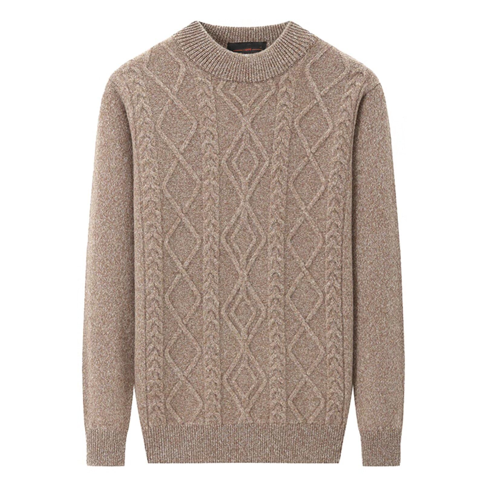 HNVAVQ Maglione Uomo a Trecce 100% Puro Cachemire Girocollo Maglia Invernale Morbida