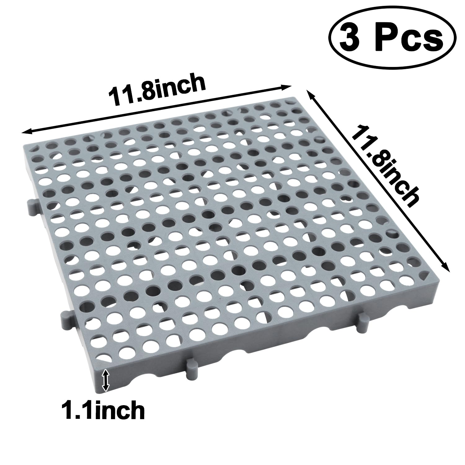 Paletas de plástico, 3 unidades, impermeables, rejillas de almacenamiento, rejillas transpirables, paletas de ventilación, paletas ligeras y anidables, paletas de plástico para almacenamiento