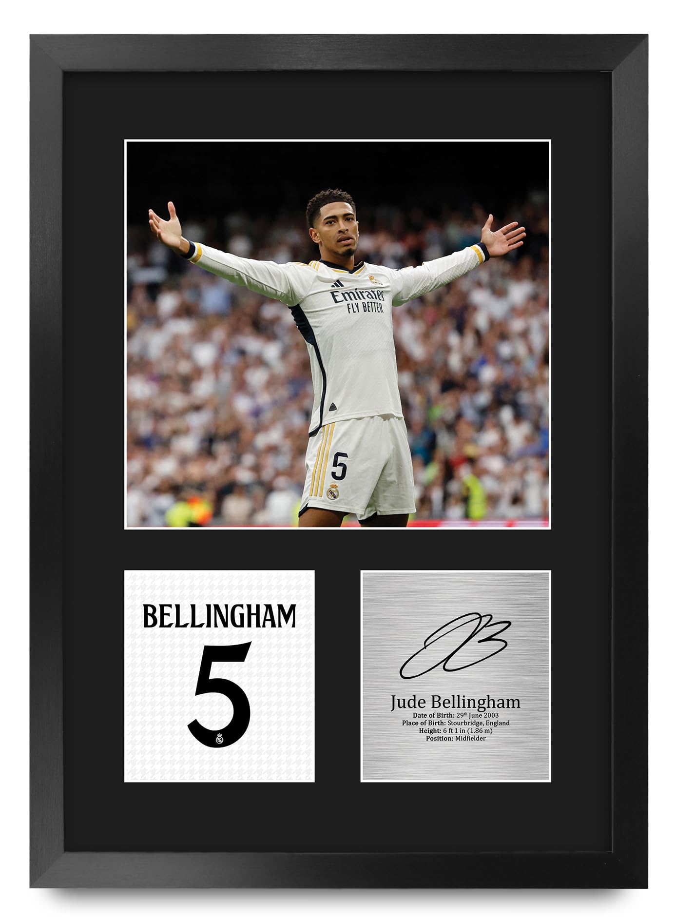 HWC Trading Jude Bellingham Real Madrid Printed Gifts Signed Autograph Picture For Football Fans And Supporters - A3 Framed Portrait-image-11