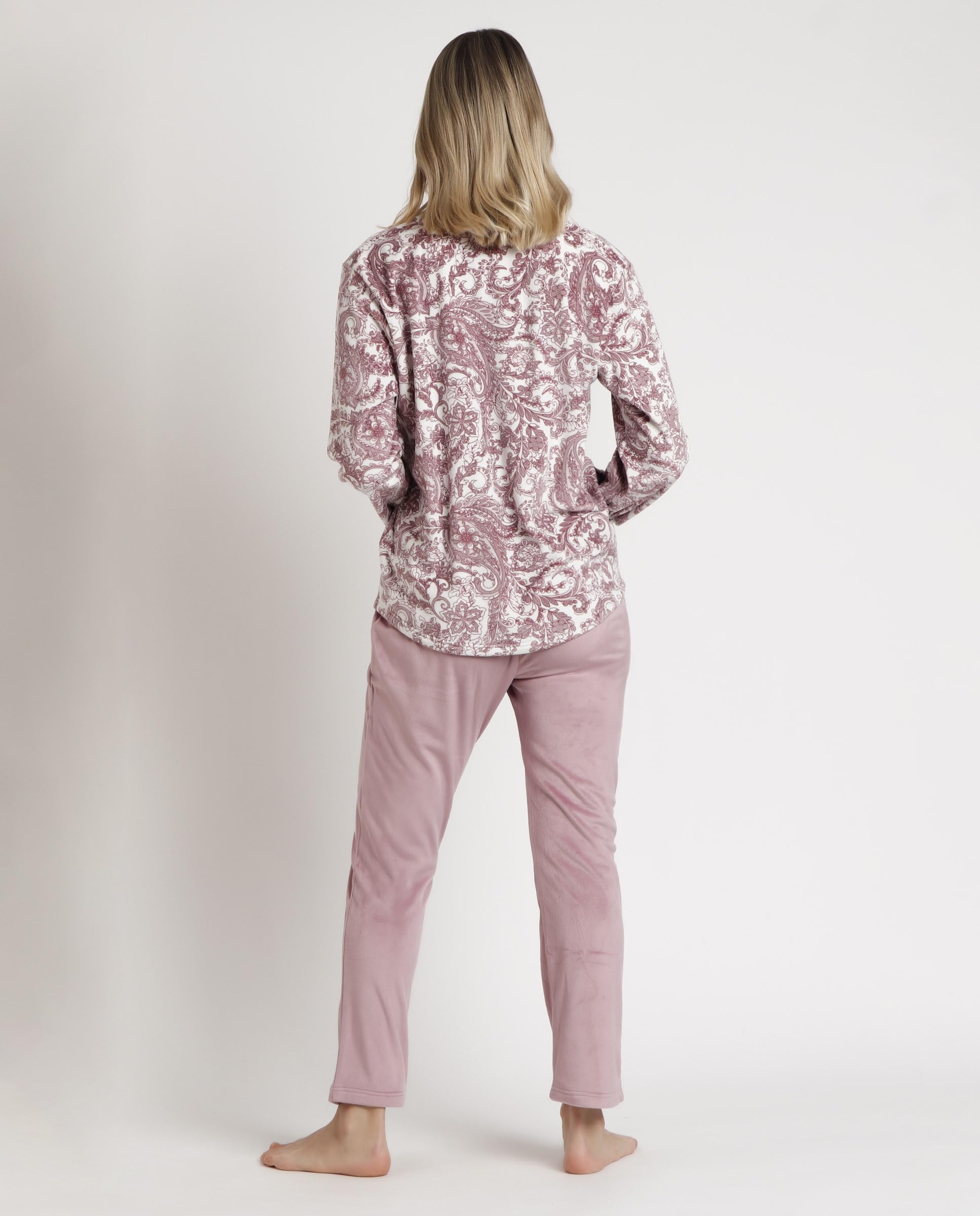 ADMAS Pijama Abierto calentito Manga Larga para Mujer