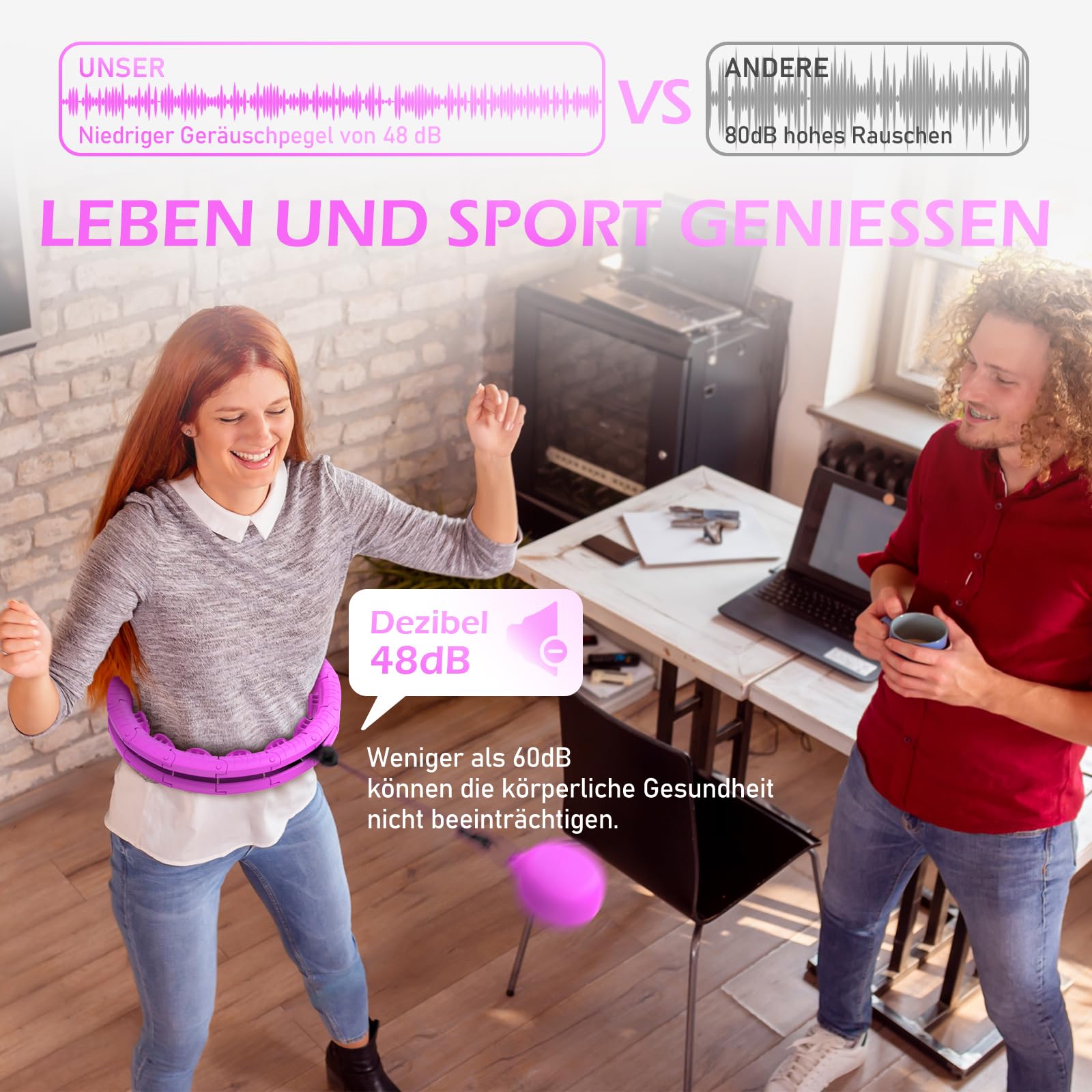 Cerceau Lesté De Fitness JLoibao Pour Adultes | 24 Maillons Détachables, Ajustable 66-120cm, Pour Abdos Et Perte De Poids