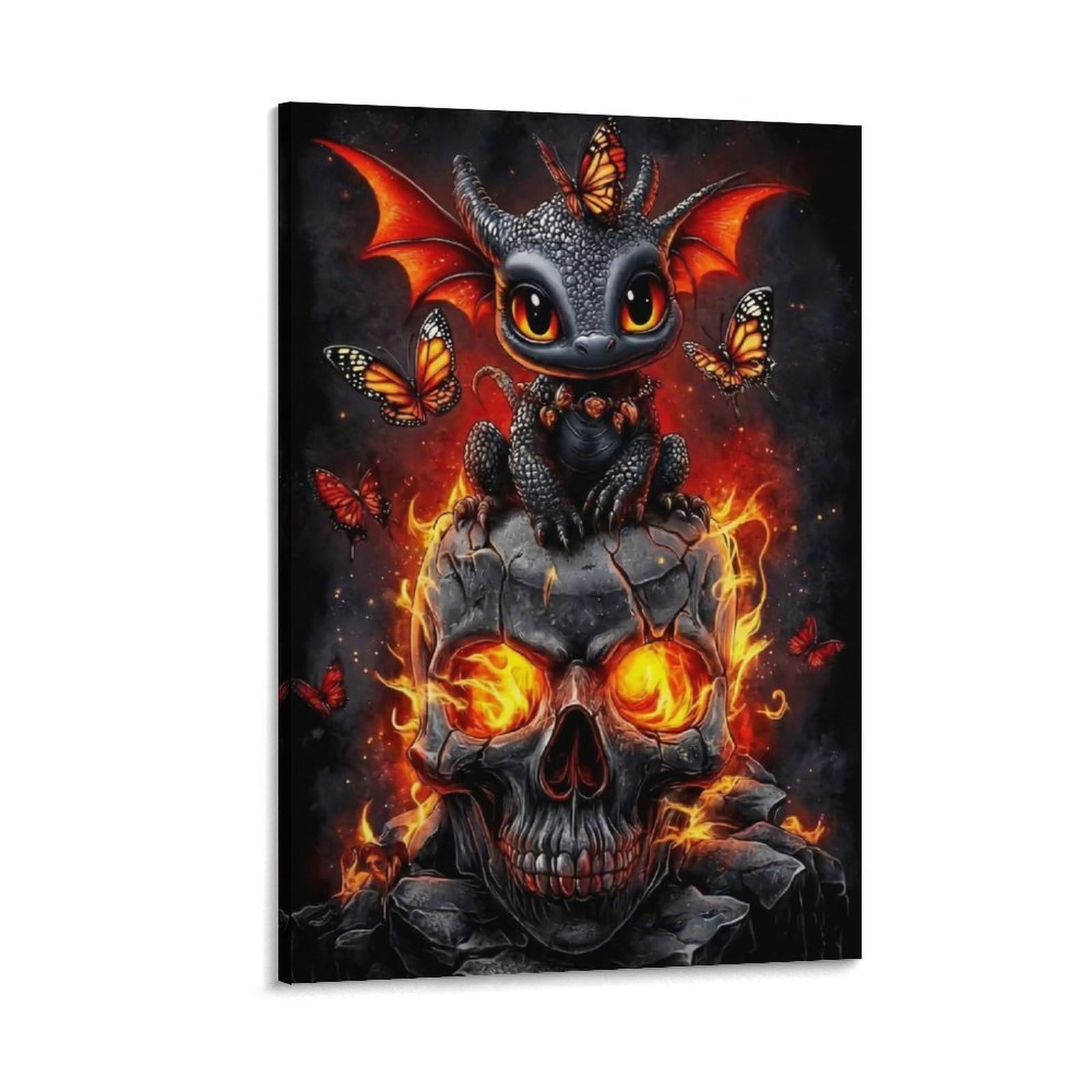 DHBANEIOK Dragon Skull Fantasy Poster Artwork Canvas Prints Picture Modern Wall Art Picture Wall Hanging for Bathroom Wall Decor 24x36inch(60x90cm)