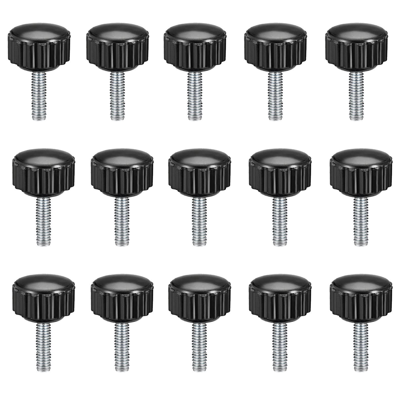 TA-VIGOR 15Pcs M4 x 10mm Male Thread Knurled Clamping Knobs Grip Thumb Screw on Type Round Head 16mm Dia
