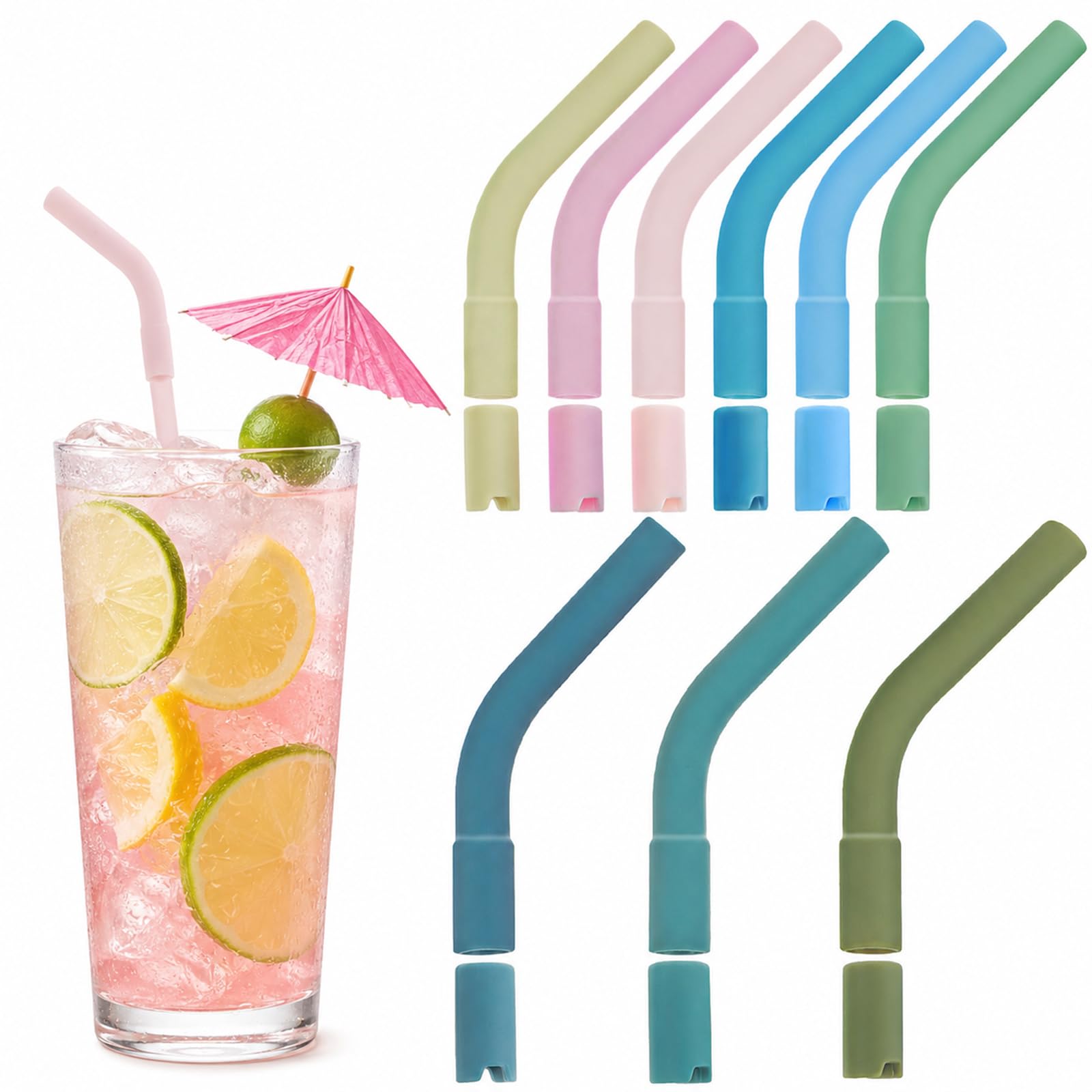 Photo 1 of 18PCS Silicone Straw Tips and Pedestals, 9 Colors Silicone Tips for Metal Straws, Fit for 8-10mm Diameter Straws