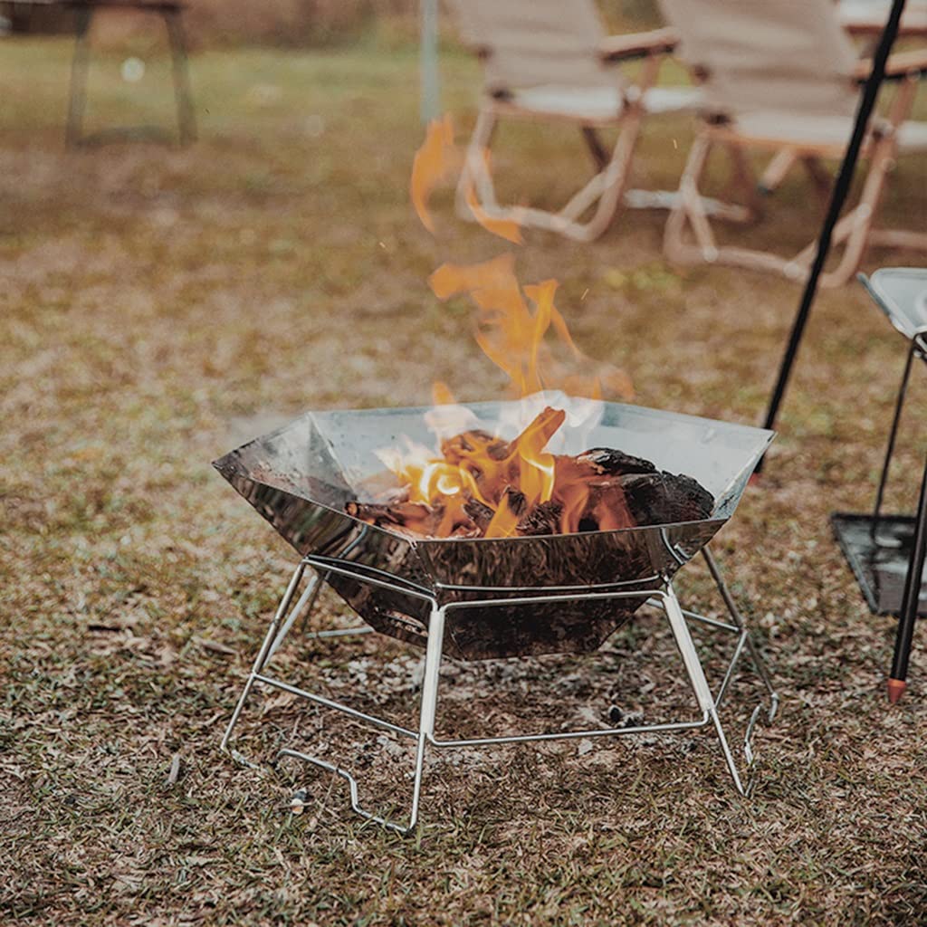 バーベキュー・調理用品 Alpen Outdoors Folding Fire Pit Amazon.com: Camping Fire Pit + Tripod 2 in 1, Foldable Charcoal