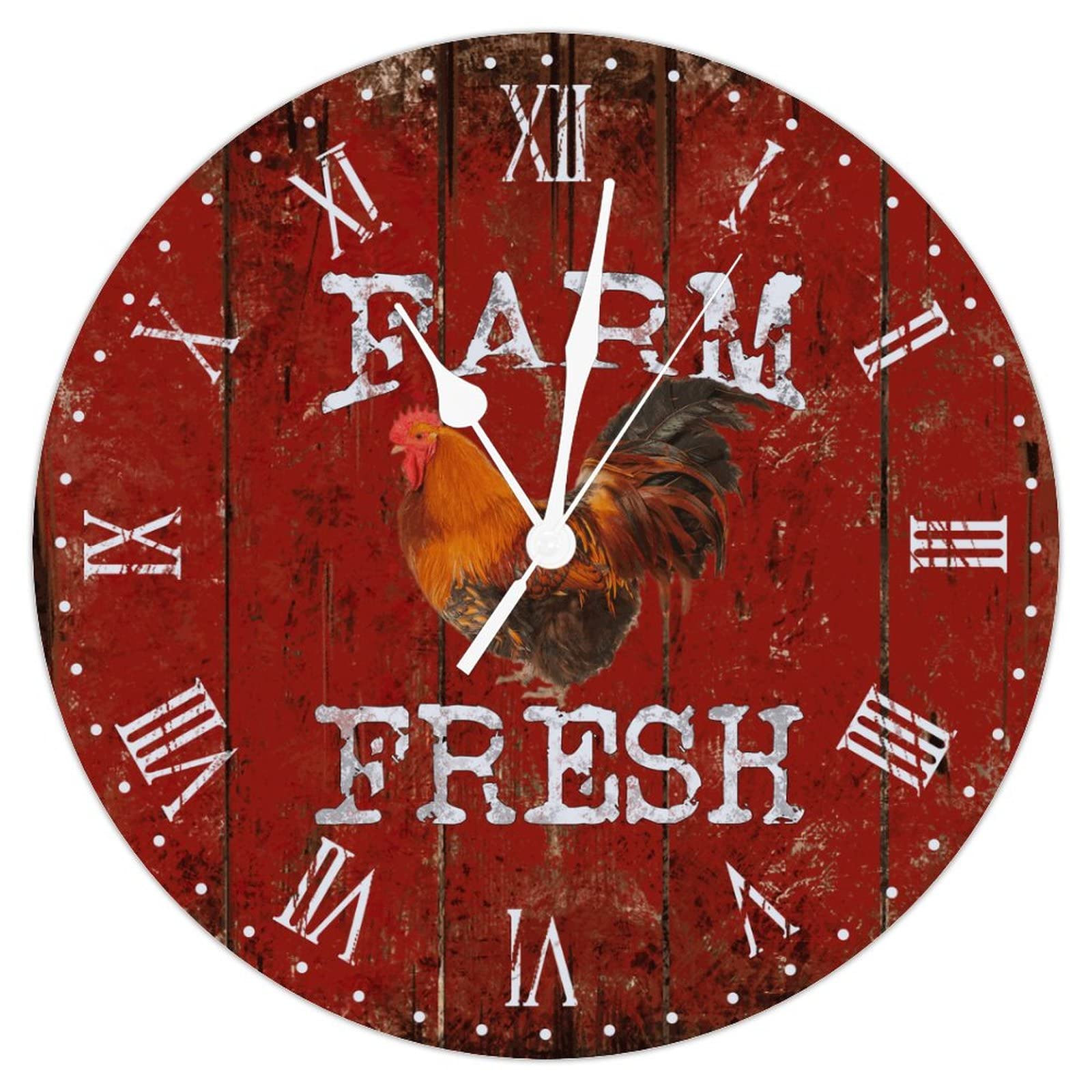 Horloge murale coq silencieuse sans tic-tac pour cuisine vintage