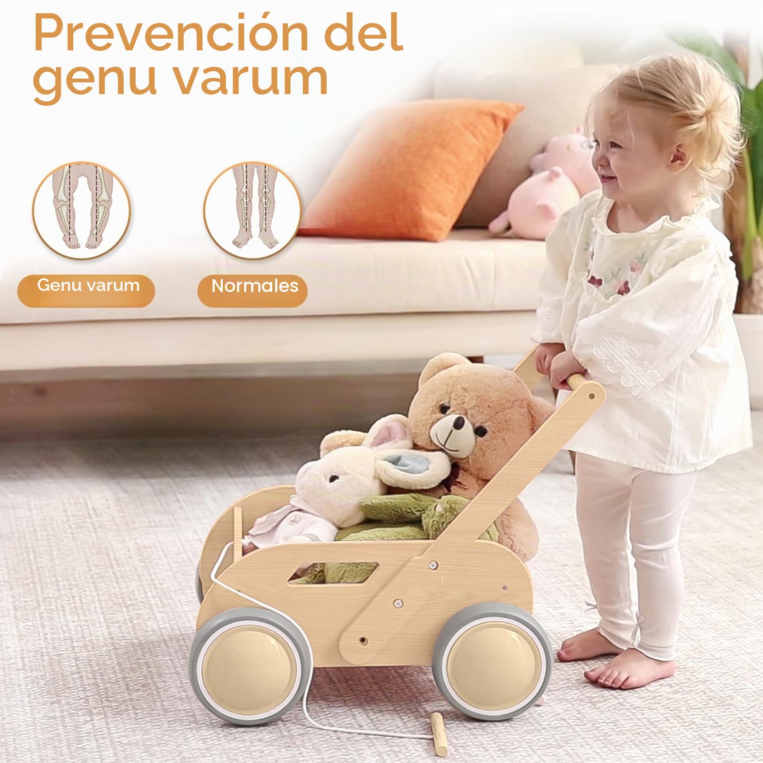 Andador Madera Bebé, Caminador Bebé para Niños y Niñas, Andadores para Bebes con Espacio de Almacenamiento, Regalo para Cumpleaños Navidad, Natural