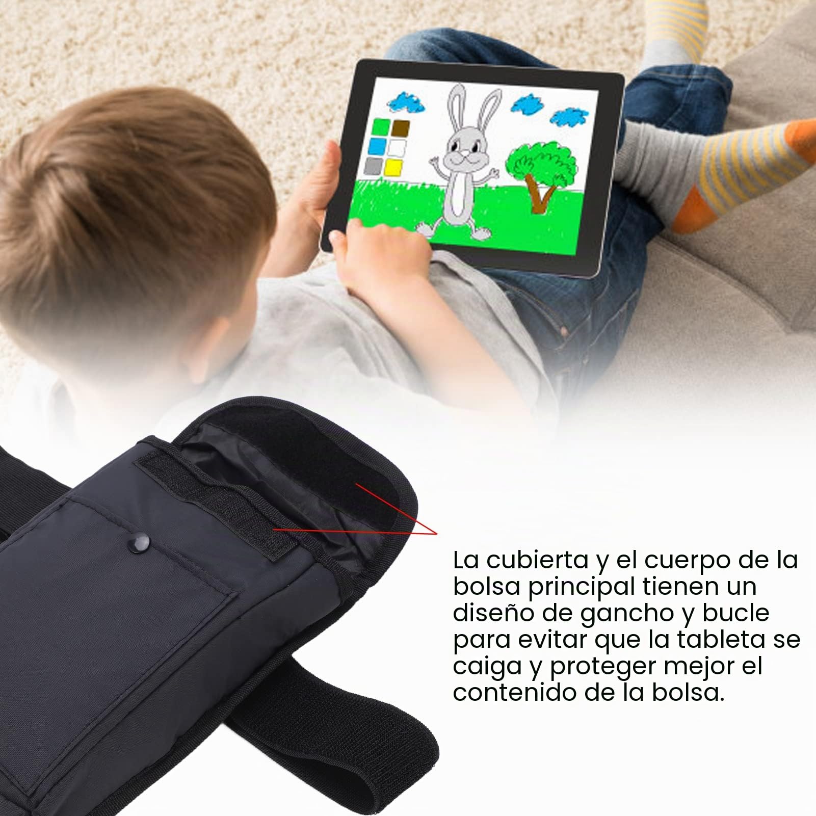 Funda Para Tableta De 8 ", Diseño Anticaída, Bolsa Para Tableta Con Bolsillos De Almacenamiento, Cinturón Elástico Ajustable, Funda De Transporte Para Tableta, Correa Para La Cintura