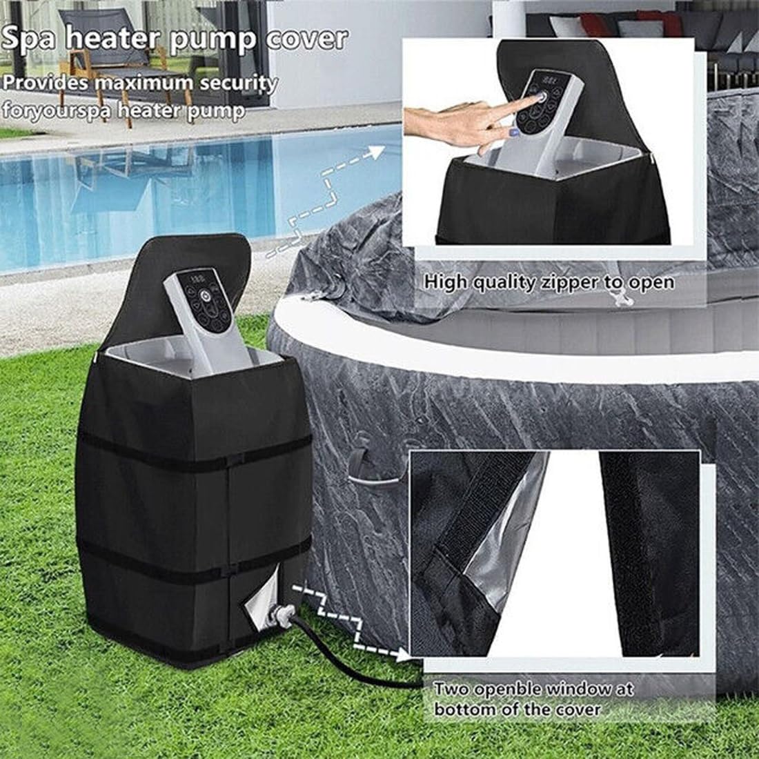 Copertura Per Pompa Idromassaggio Impermeabile | Telo Protettivo Antipolvere Per Pompa Spa Esterna | 42,9x38,1x53,3 Cm