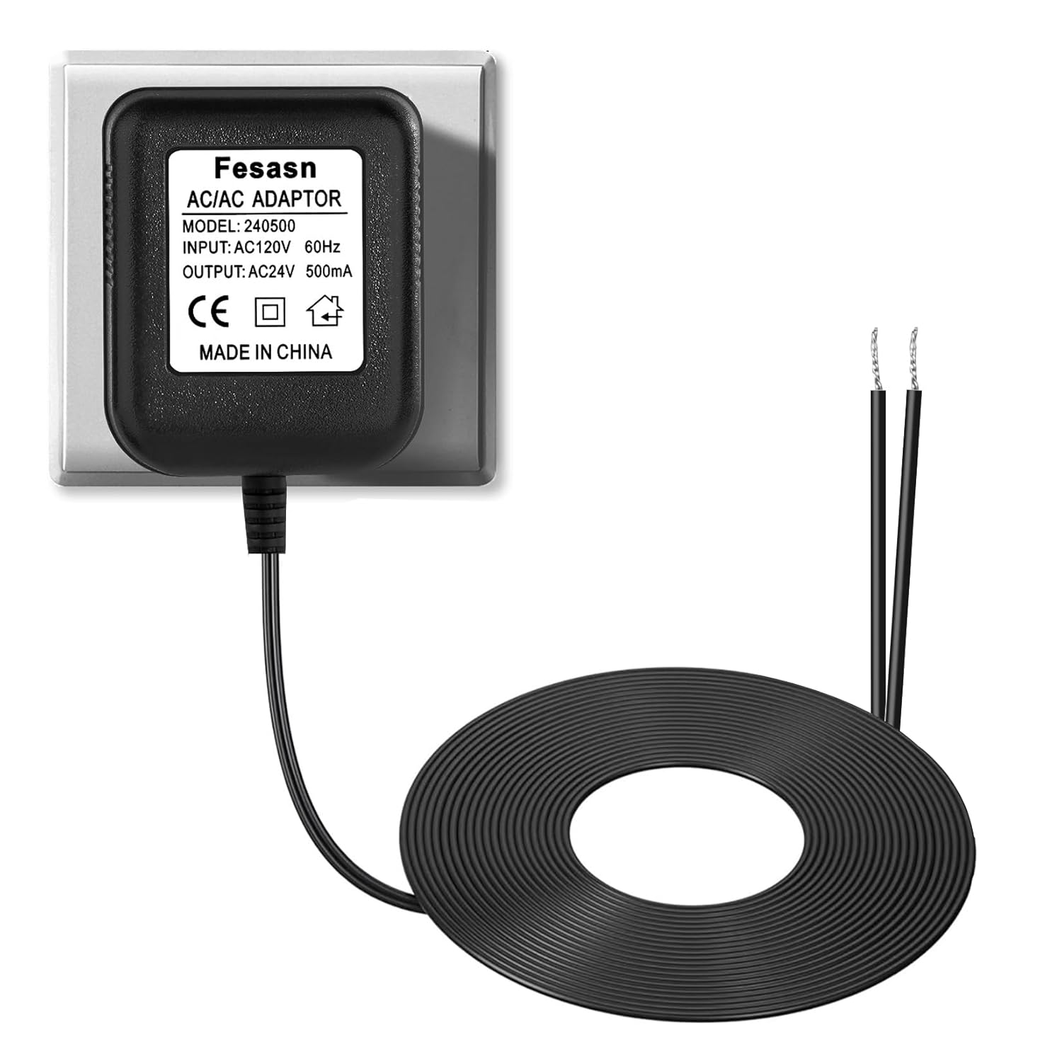 C Wire Power Adapter,24V Doorbell Power Transformer, for Ring Doorbell and Smart Thermostat for Nest Ecobee, Sensi and Honeywell (16.5 FT Black)