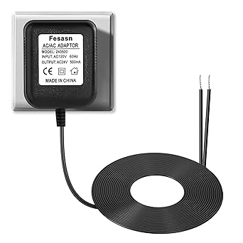 C Wire Adapter for Smart Thermostat, 24V AC Power Supply, Fits for Nest Hello August Ring Door Bell and Ecobee Nest Honeywell Smart WiFi Thermostat with 16.4 Foot Black Door Bell Wire