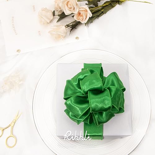 Vista 62 de Ribbli Cinta de satén rosa claro con alambre de 1.5 pulgadas, cinta de Navidad rosa para envolver regalos, coronas, guirnaldas, decoración