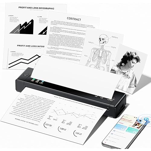 TATTMUSE Portable Printer Wireless for Travel, 2025 Upgraded Inkless Thermal Printers Support 8.5" X 11" US Letter Size, Mobile Printer Compatible with iPhone Android Laptop for Office Car School