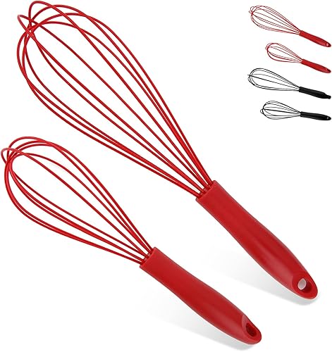 Batidor de globos de silicona para cocinar, batidor de línea de globos, juego de batidor de leche y huevos de 2 a 10 pulgadas y 12 pulgadas para