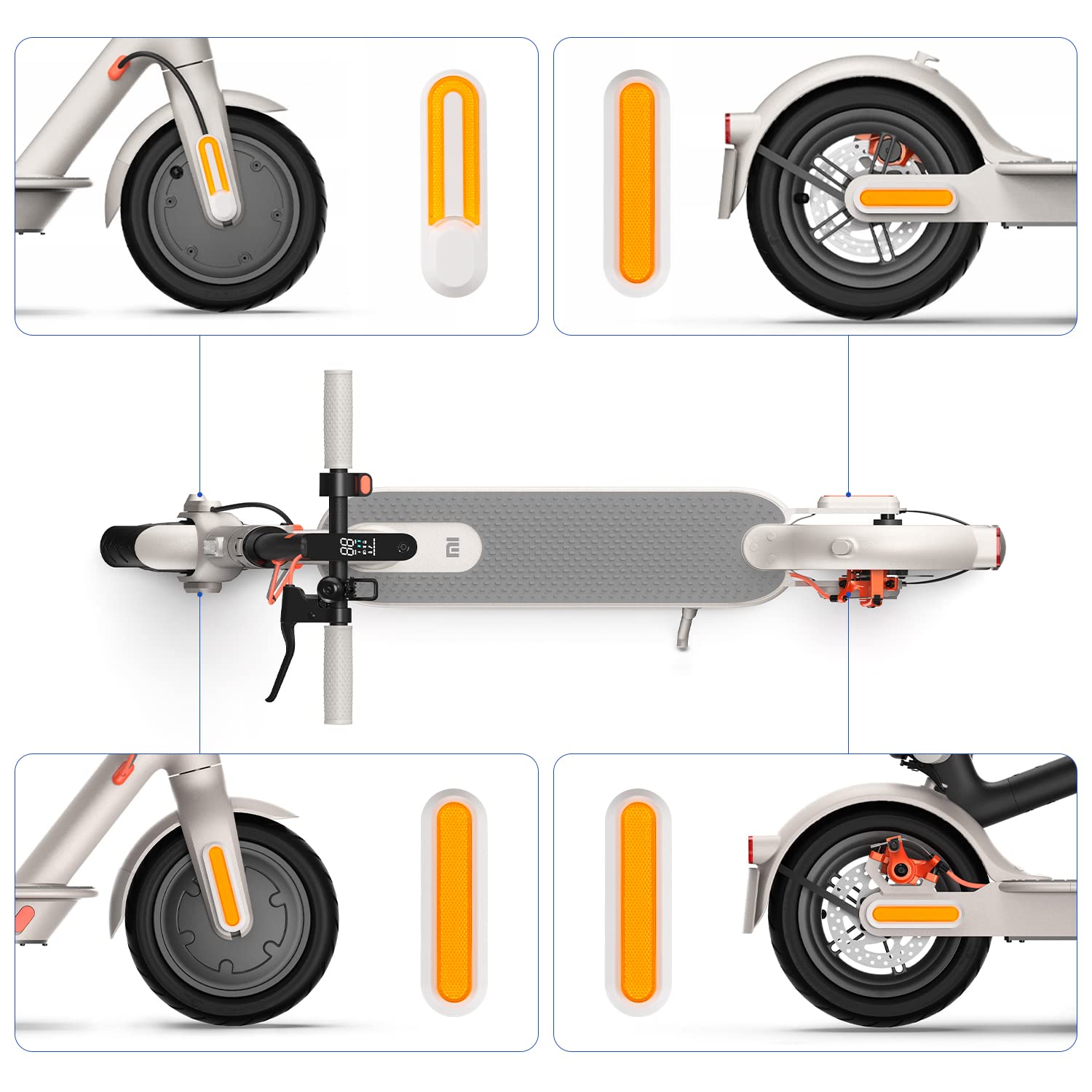 Acheter Lot de 4 moyeux de roue de scooter électrique, capuchon de fourche, bandes réfléchissantes, couvercle décoratif côté roue avec vis, compatible avec M365 PRO PRO2 1S
