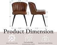 Vista 2 de EALSON Juego de 2 sillas de comedor modernas, asiento tapizado de piel sintética marrón con respaldo curvado y patas de metal, silla auxiliar sin