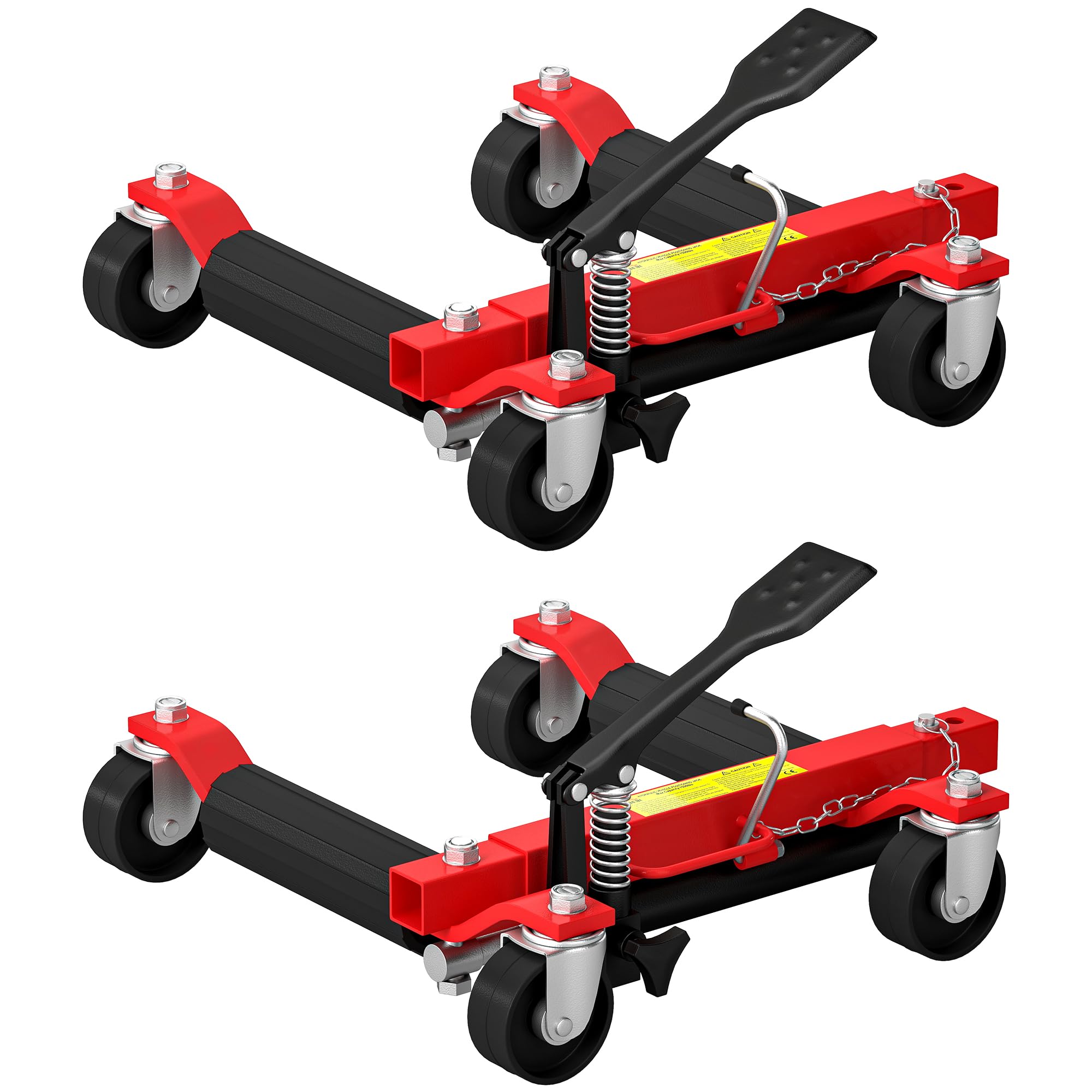 HOMCOM Lot de 2 Chariots de manutention de Voiture capacité 680 kg, Chariot de déplacement, Largeur de Pneu 22,8 cm, Roues rotatives à 360 °, pour réparation et déplacement de véhicules, Noir