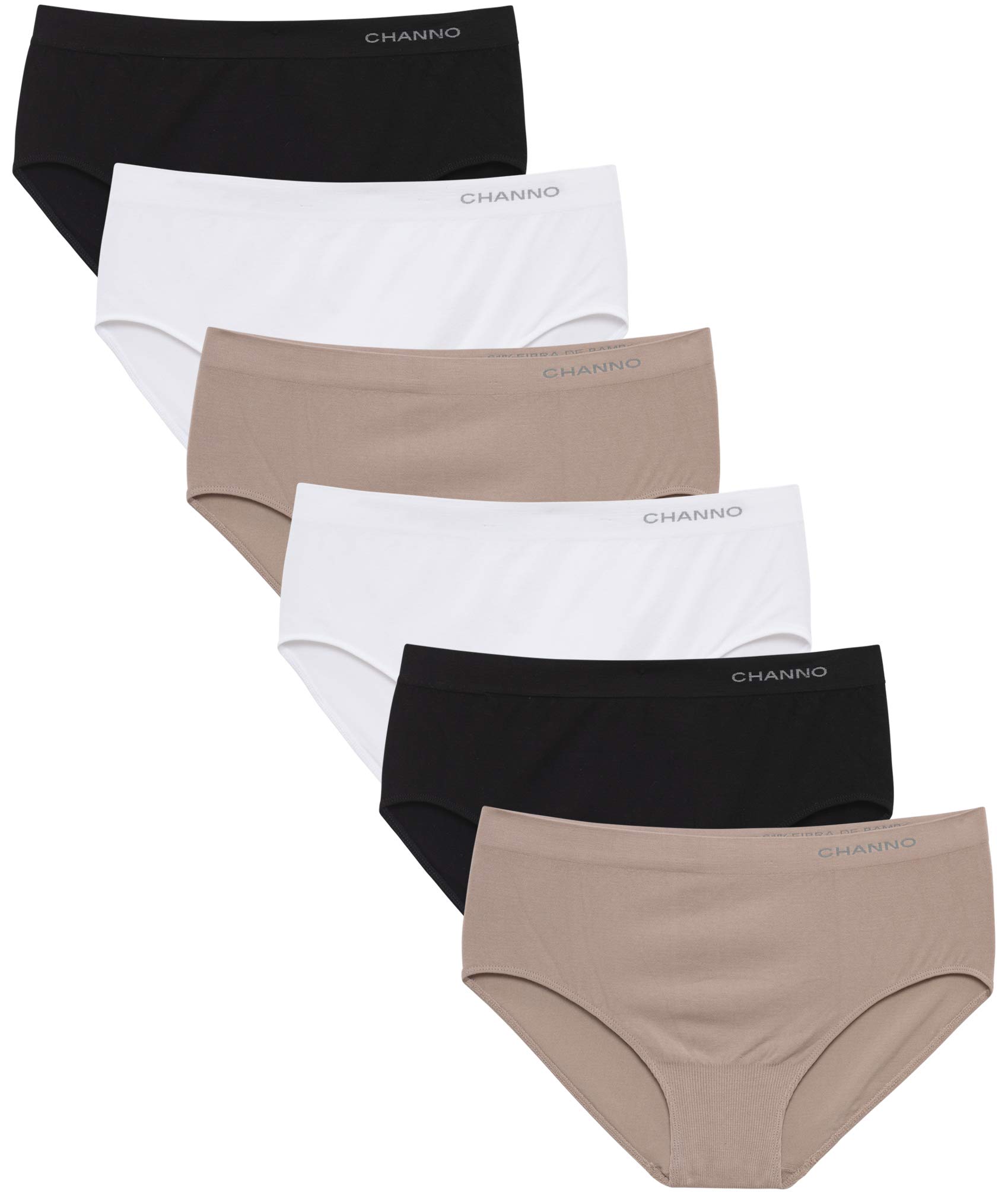 Channo Mutandine da Donna in Cotone, a Vita Alta e Senza Cuciture. Elastico, Morbido e Confortevole, Monocolore