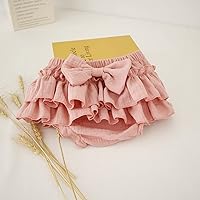Vista 5 de Faldas de algodón para bebé recién nacida con pantalones cortos integrados para niños pequeños, cubrepañales con volantes y diadema con lazos