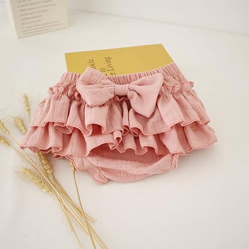 Miniatura 5 de Faldas de algodón para bebé recién nacida con pantalones cortos integrados para niños pequeños, cubrepañales con volantes y diadema con lazos