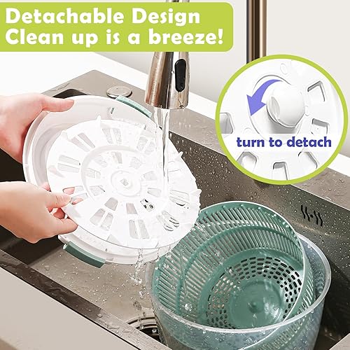 Miniatura 2 de Molinillo de ensalada, cuenco duradero que nunca se agrieta. Gran capacidad de 4.8 cuartos de galón con tapa de silicona adicional. Lavadora de