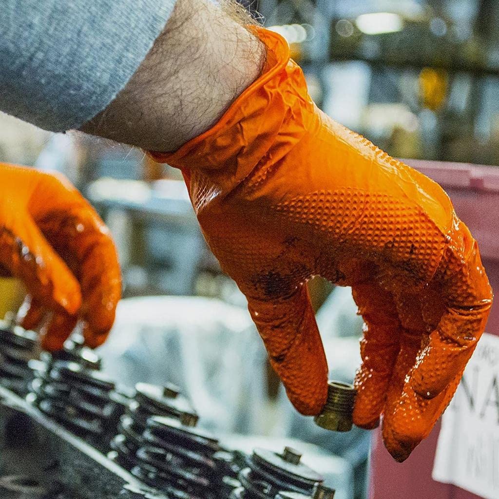 500 guantes de nitrilo naranja, talla M, sin polvo, sin látex, hipoalergénicos, certificados CE conforme a la norma EN455, guantes para alimentos, guantes desechables