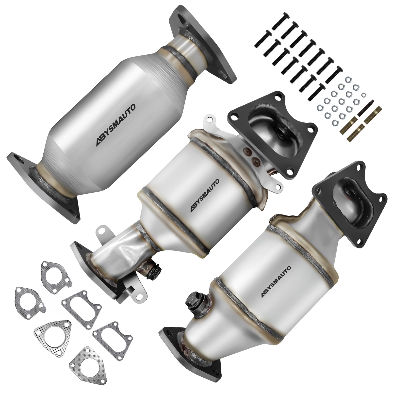 Photo 1 of Front Left Right & Rear Catalytic Converter Compatible with Honda Odyssey 2005 2006 2007 2008 2009 2010 3.5L V6 Catalytic Convertor Direct-fit Euro IV 16450 16451 16351 (EPA Compliant)