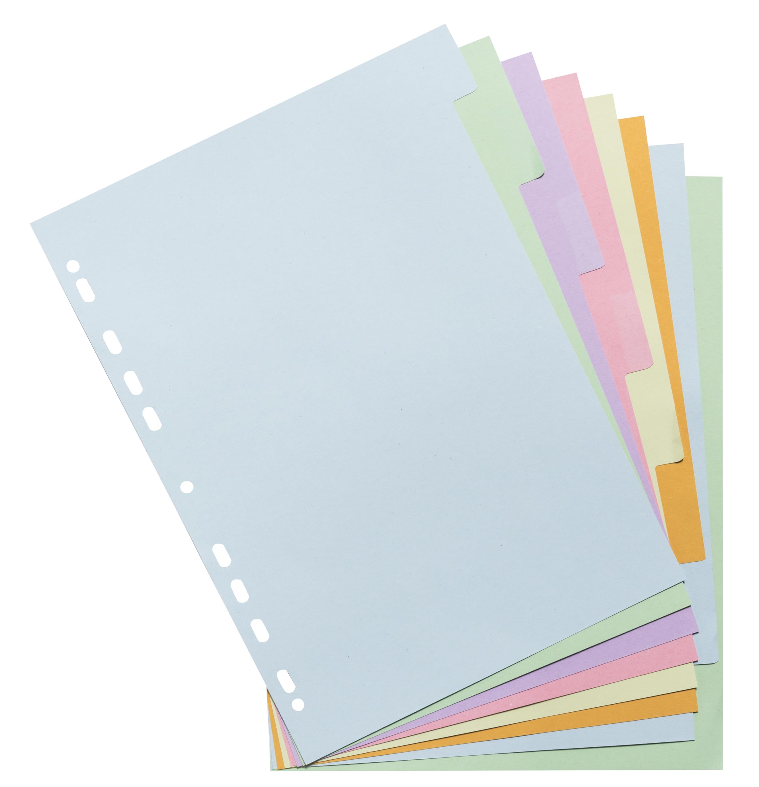 Exacompta - Ref 1608E - Box of 30 Pastel Card Dividers 170 g/m2 Forever with 8 Neutral Tabs - A4 Size - Size 22.5 x 29.7 cm - Assorted Pastel Colours