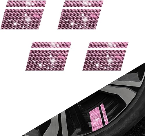 4 calcomanías brillantes para llantas de automóvil, calcomanías decorativas personalizadas de 2.4 x 1.2 pulgadas con líneas brillantes, calcomanías