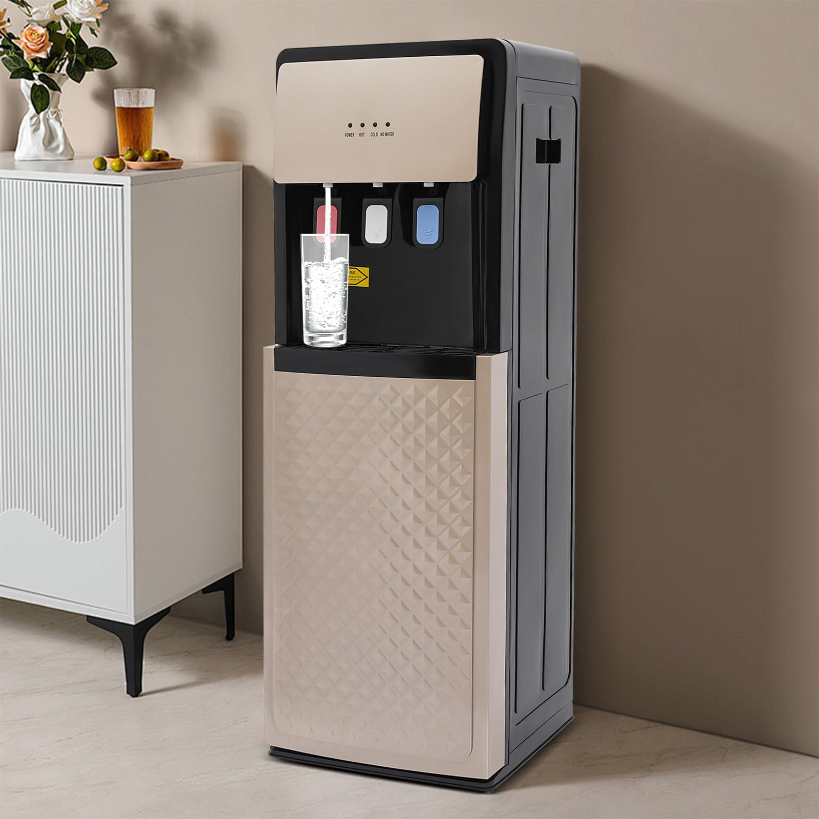 FXEIPOL Bottom Loading Water Cooler 3 Temperature Settings Water Cooler Dispenser with Indicator Lights Bottom Loading Water Dispenser for Offices, Homes, Gyms