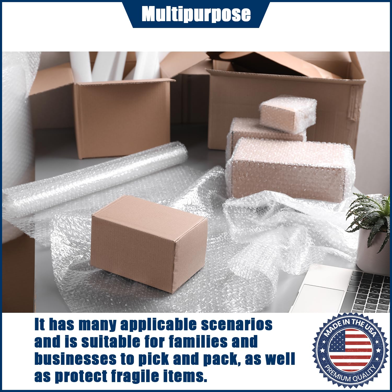 Luftpolsterkissen, 30,5 cm x 53,3 m, Luftpolsterverpackung, kernlose Rolle, Versandverpackung, Verpackung und Umzugskartons, robuste Umzüge und Versand (30,5 cm x 53,3 m, 1 Rolle)