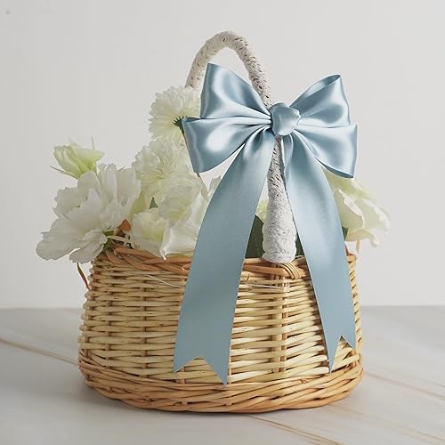 Miniatura 4 de MEEDEE Cinta de satén azul pizarra  1-12 pulgadas de doble cara, 50 yardas para árbol de Navidad, bodas, ramos de flores