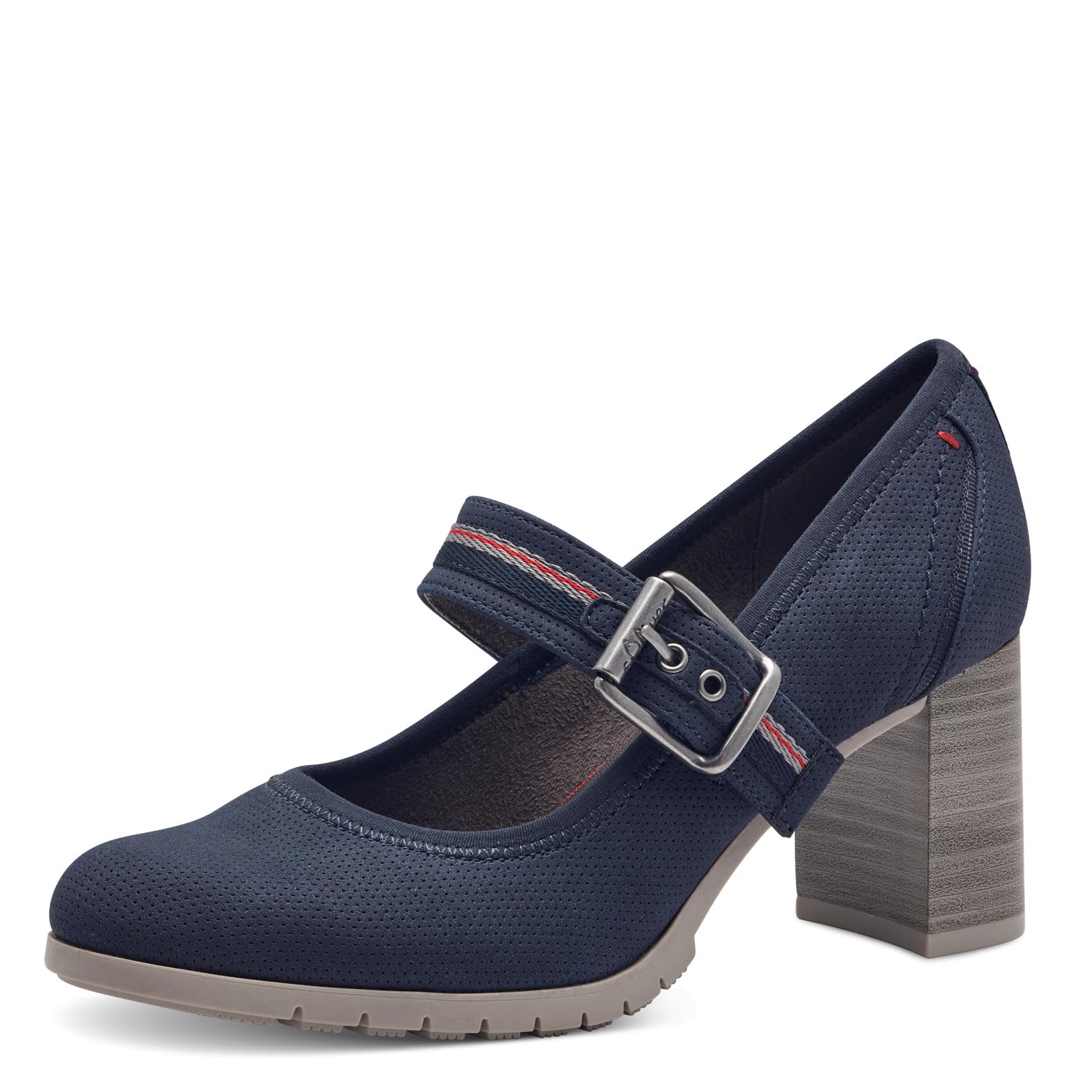 s.Oliver Women's Comfortable Block Heel Strappy Court Shoes, Navy, 8 UK