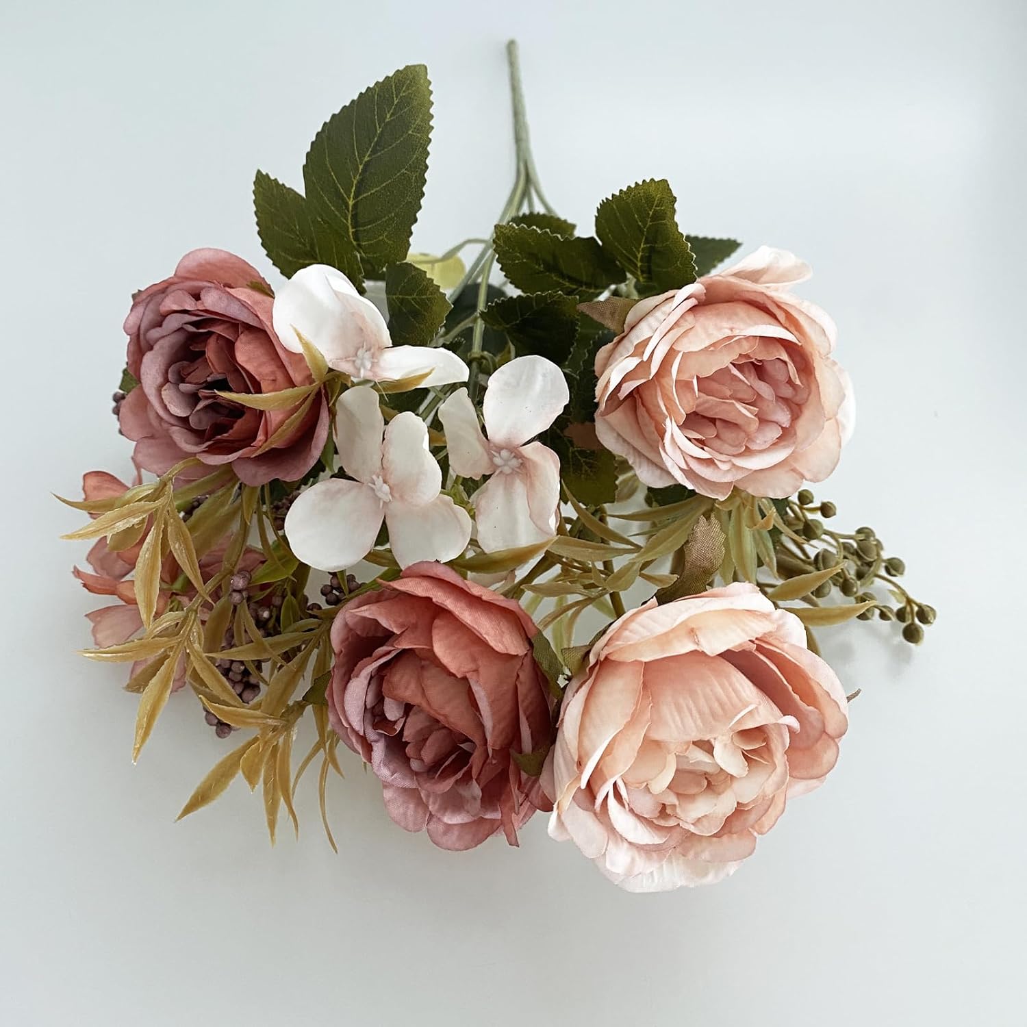 Pink Vintage Artificial Peony Silk Flowers Dusty Fake Flowers for DIY Wedding Bouquets Centerpieces Baby Shower Party Home Decoration Rustic Peony Bunch Pack of 3