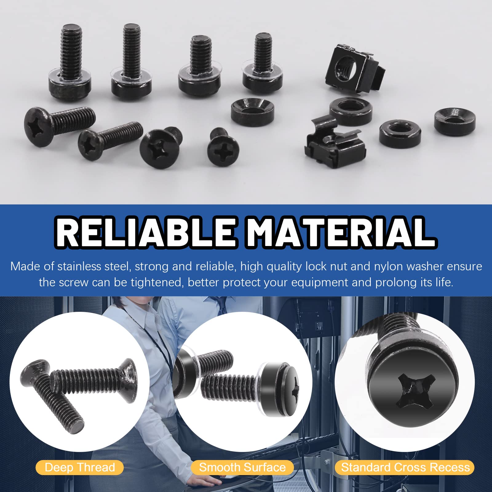 Cage Nuts & Screws Set - 160 Pcs M5 M6 Hardware -4