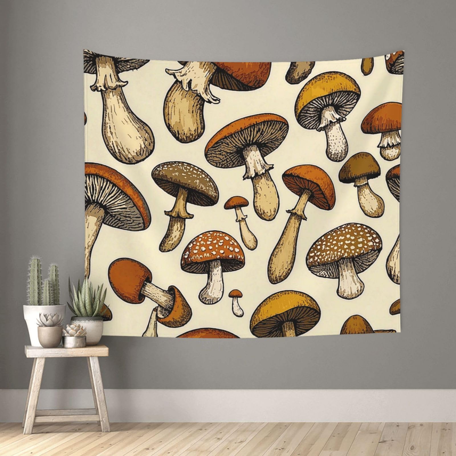 FodPand Funny Mushrooms Tapestry for Bedroom Aesthetic, Wall Hanging Tapestries Art Decor Backdrop Wall Tapestry for Dorm Living Room Funny Poster Party Banner Background 51" X 60"