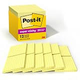 Post-it Super Sticky Notes, 4 x 4 in, Canary Yellow, 12 Lined Pads – view 1