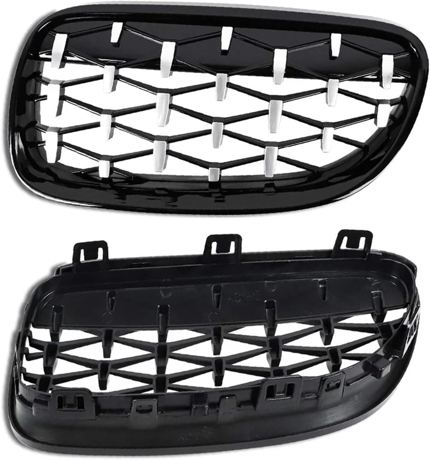 Front Hood Kidney Grille Diamond Meteor Grill for-BMW 3 Series E92 E93 Coupe 2006-2010 Chrome Gloss Black Exterior Accessories(Black and Silver)