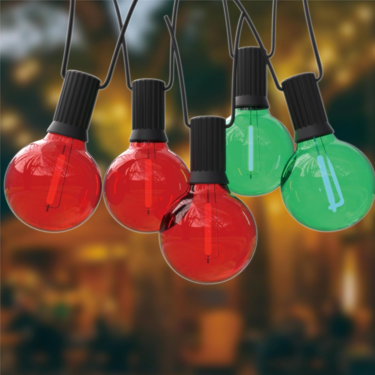 Red Green G40 Replacement Light Bulbs for Christmas Lights, 1 Watt Shatterproof 1.57 Inches LED Globe Light Bulbs for Indoor Outdoor String Lights, E12/C7 Candelabra Base,25Pack
