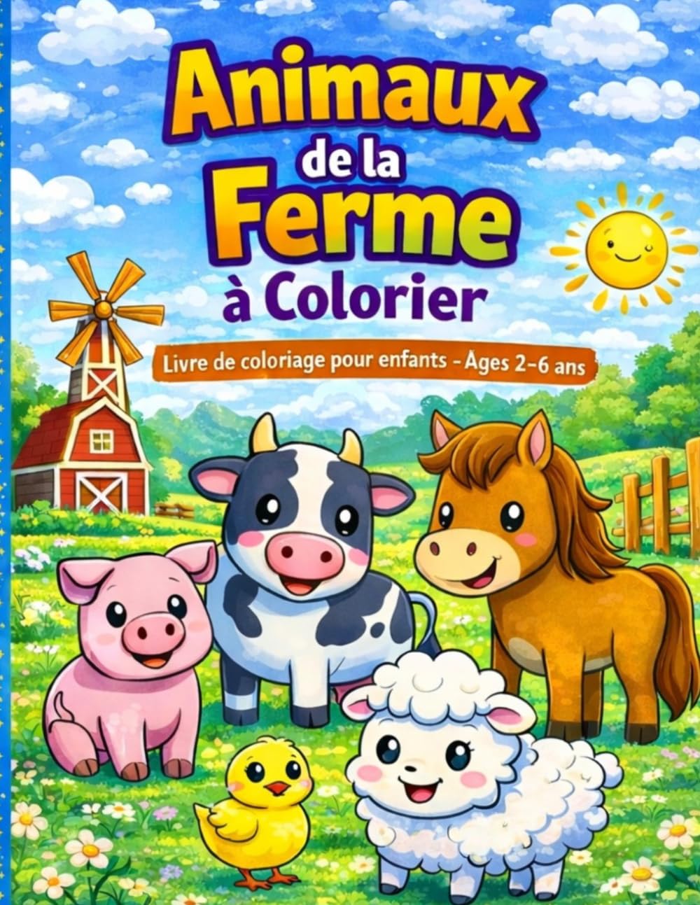 Animaux de la Ferme – Livre de Coloriage pour Enfants: Coloriage amusant pour enfants de 2 à 6 ans