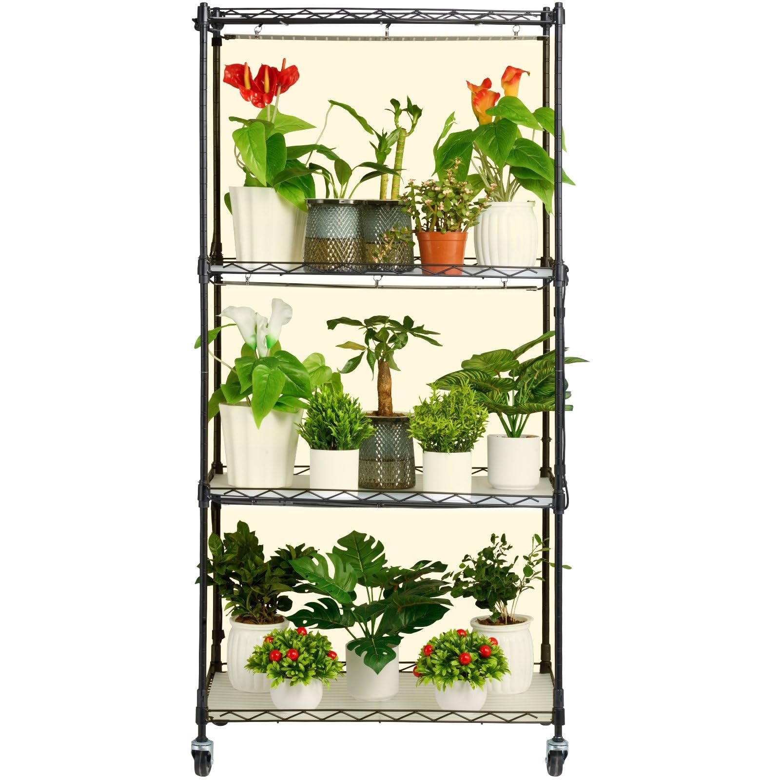 CooFel Plant Stand with Grow Lights 4 Tiers 45W 49.8