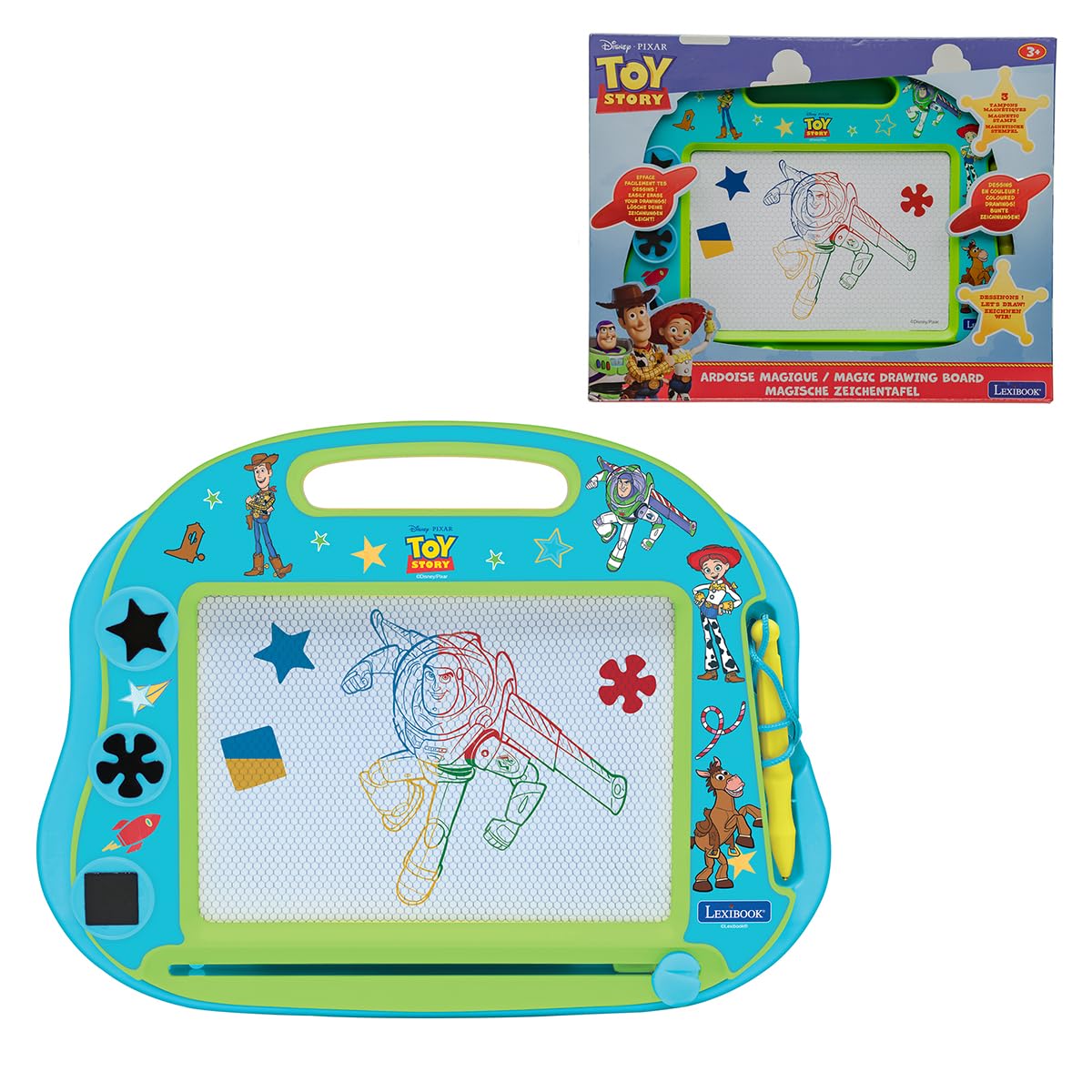 LEXIBOOK, Magic Slate A5 Format with magnetic accessories for drawing in colors Toy Story, CRTS550LXB