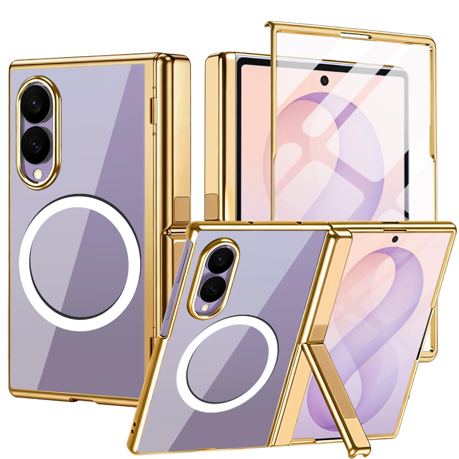View 1 of *** DAMAGED FROM SHIPPING ***
AFENGBOX Magnetic Case for Samsung Galaxy Z Fold 8 with Screen Protector?Kickstand?Hinge Protection,Compatible with Magsafe,Slim Shockproof Protective Cover for Galaxy Z Fold 8,Gold