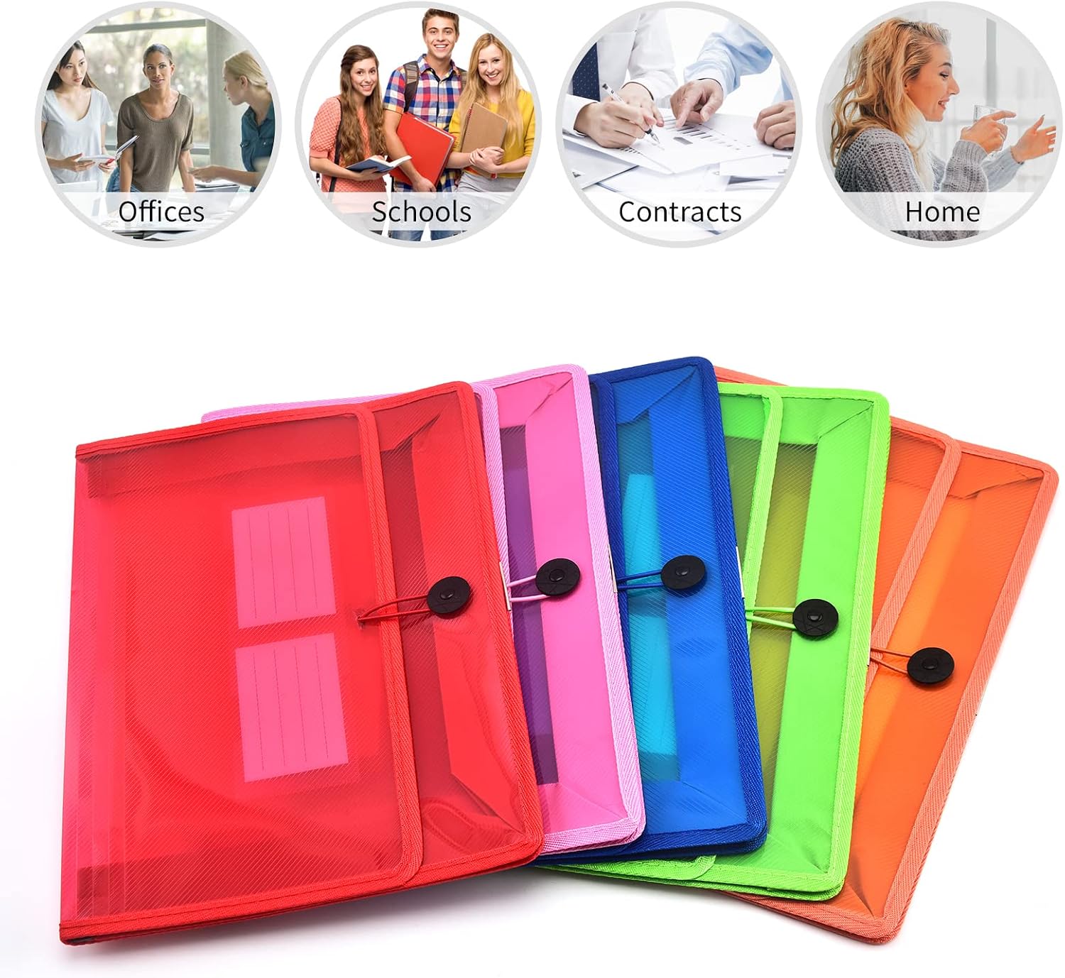 Expanding File Folder Document Organizer with Elastic Cord & Button Closure, Letter Size, 2.8" Expansion, Letter A4 Expandable File Folder for Home School Office Organization, 5 Pack image 4