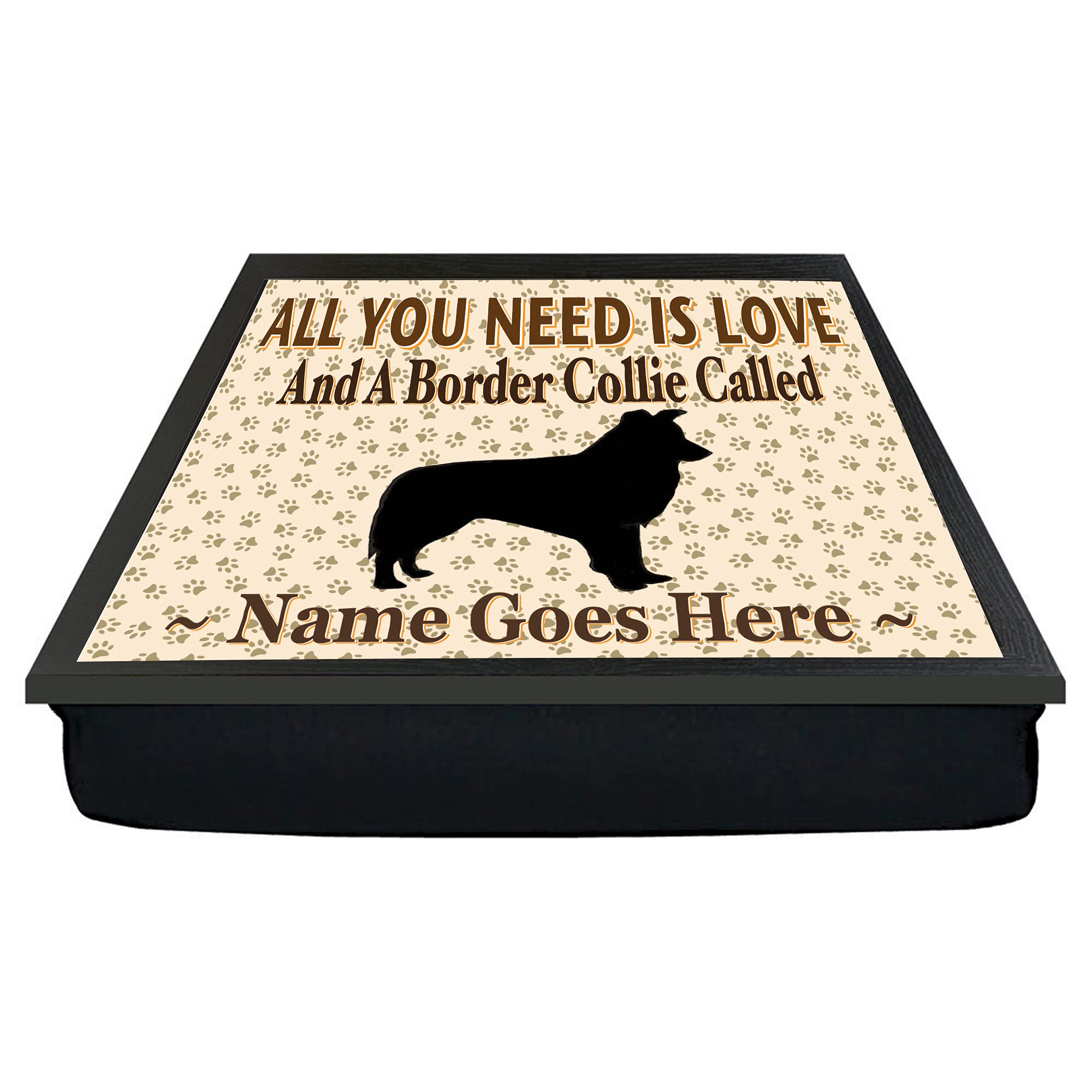 Personalised Gift Products Multicolor All You Need Is Love Border Collie Personalised Dog Breed Cushion Lap Tray Bean Bag Gift