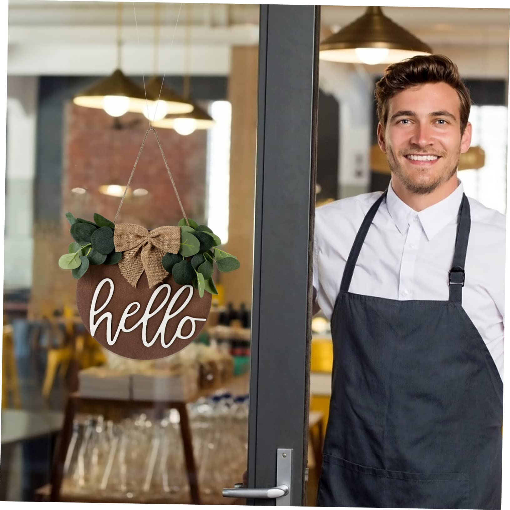 Cabilock Retro Decor Welcome Hanging Sign Front Door Decor Fashionable Door Ornament